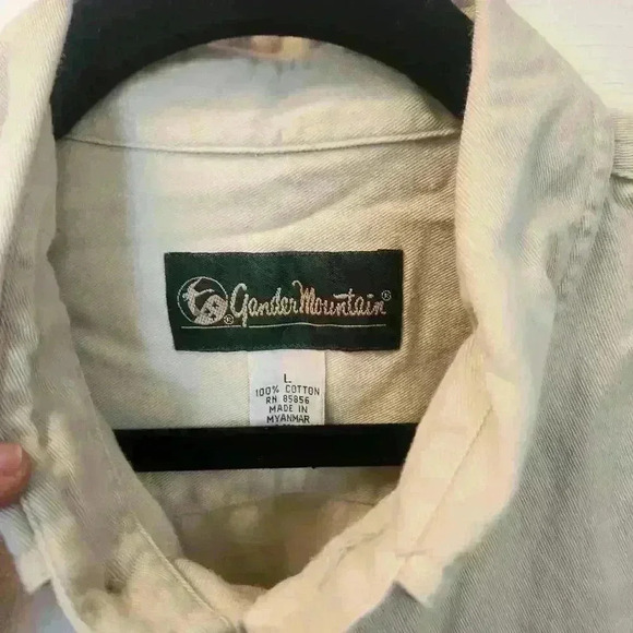 VINTAGE Gander Mountain Men's Long Sleeve Cotton Shirt - Size Large - Cream - Picture 2 of 9